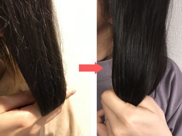 Itoguchi（イトグチ）のモイストシャンプー使用後髪の毛ビフォー＆アフター