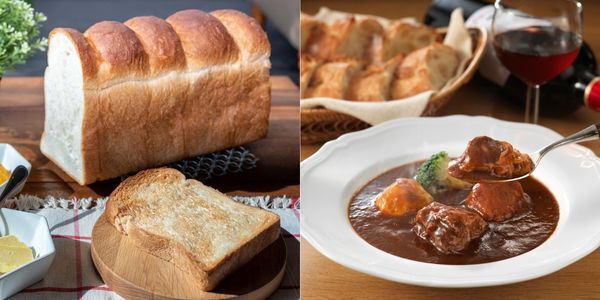 神戸屋のレストラン料理とパンの一例